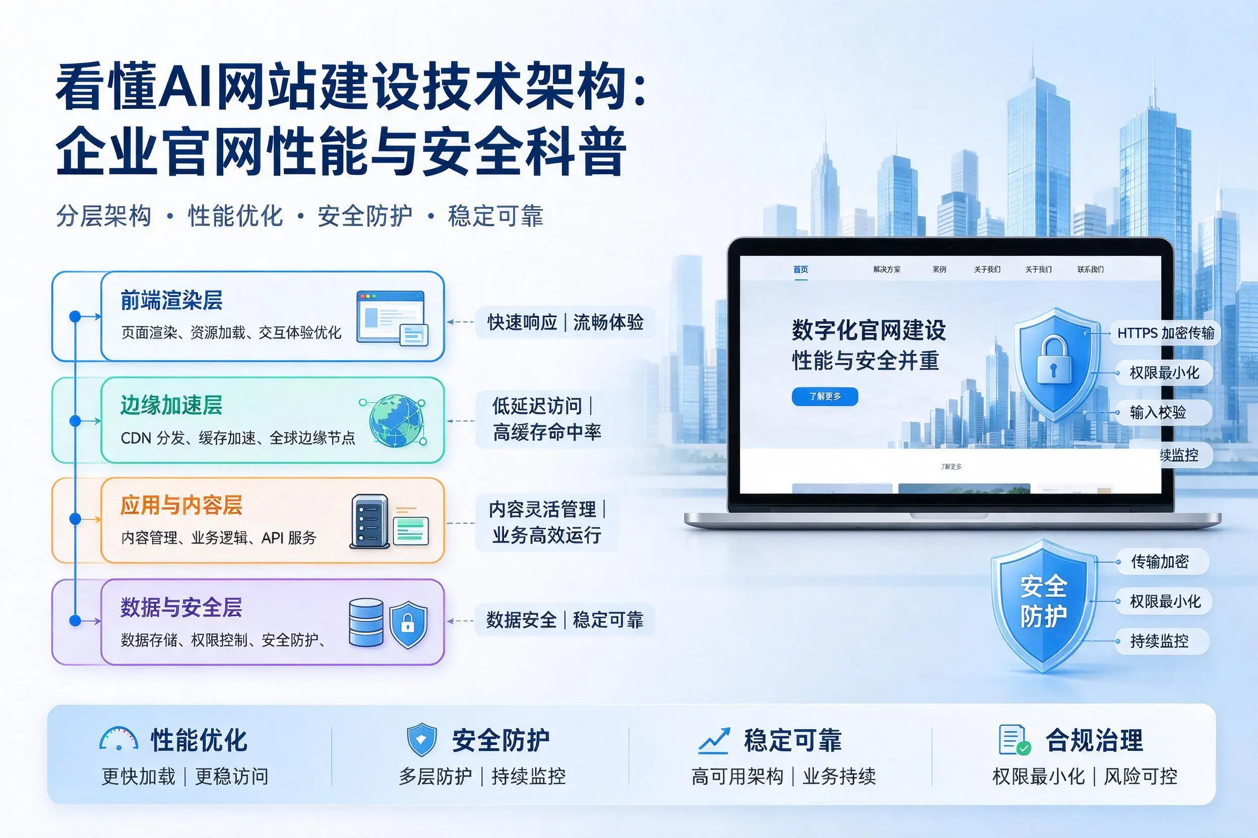 看懂AI网站建设技术架构:德宏企业官网性能与安全科普