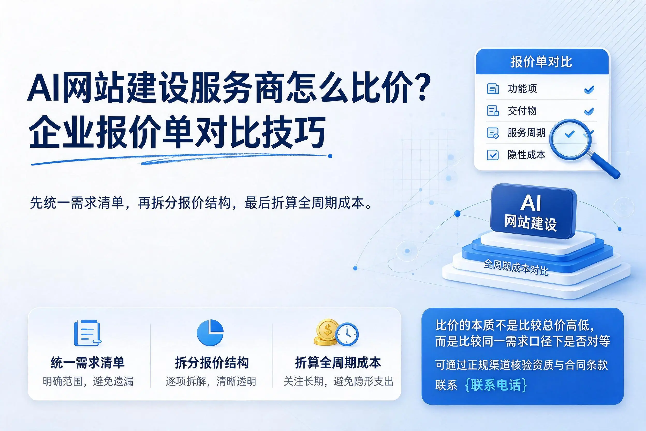 AI网站建设服务商怎么比价?德宏企业报价单对比技巧