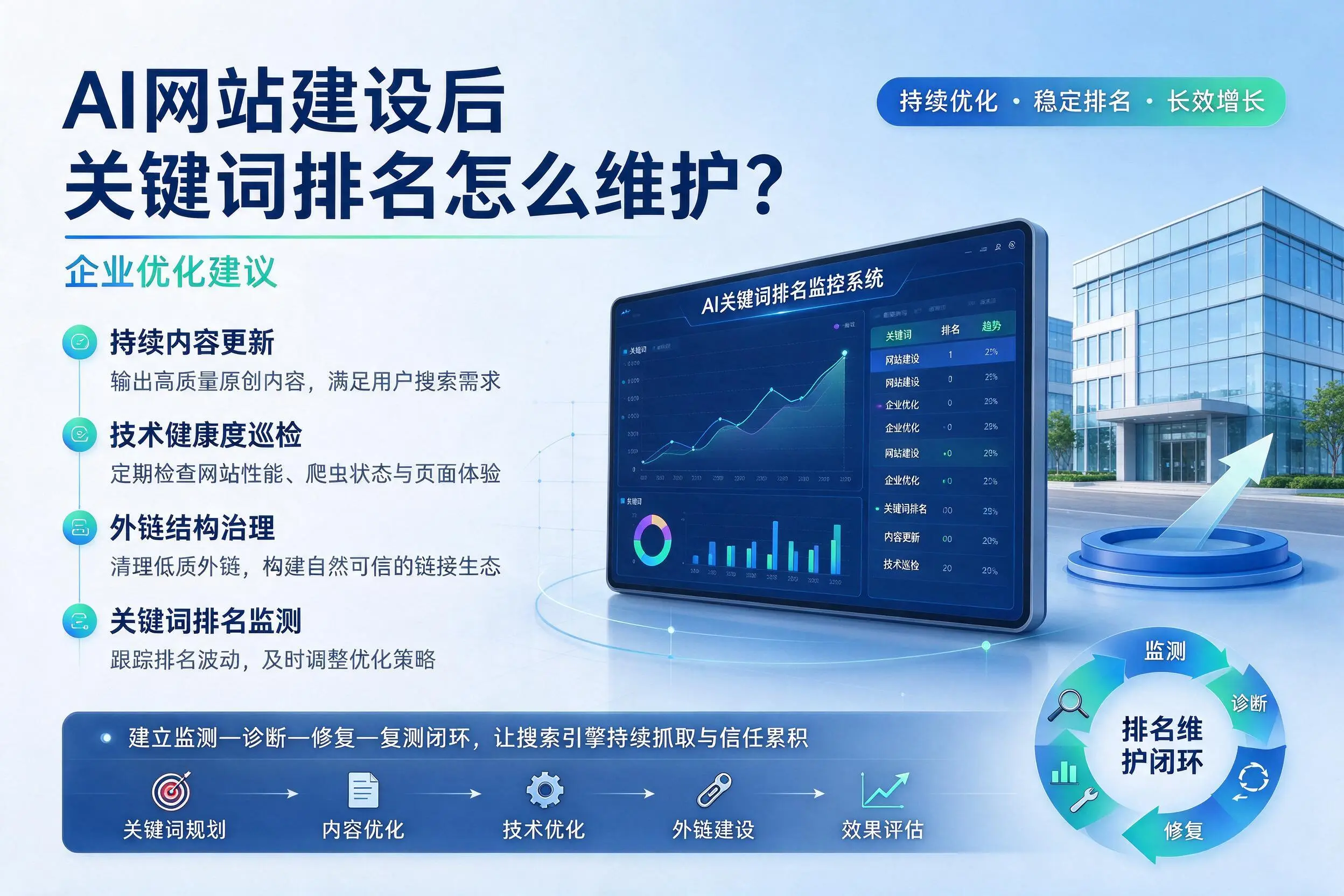 AI网站建设后关键词排名怎么维护?德宏企业优化建议